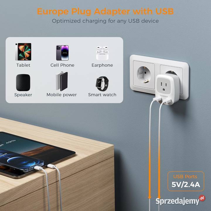 TESSAN European Travel Plug Adapter Zawiercie