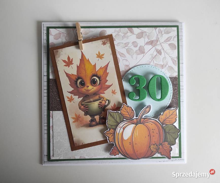 Kartka urodzinowa ręcznie robiona jesienna Łódź