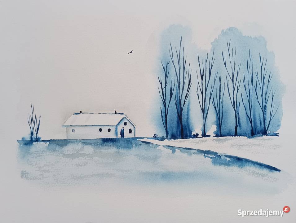 Akwarela Akwarelka Obraz pt Samotność 31x23