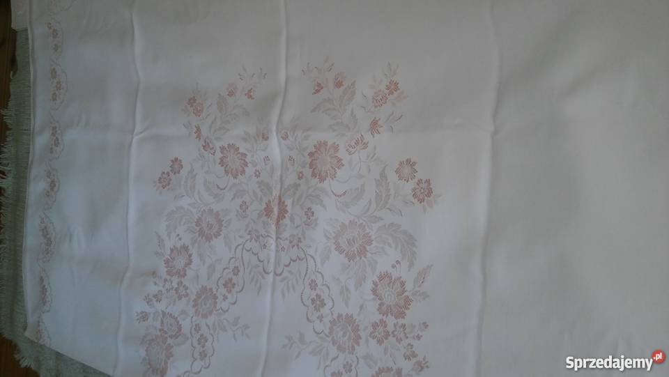 Duży obrus 200x160 nowy delikatny róż atłas Gdańsk