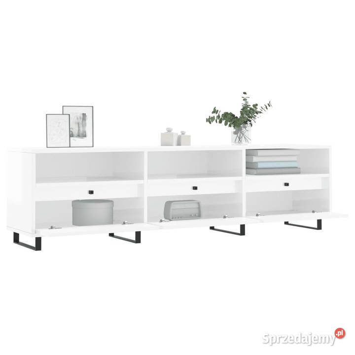 Szafka pod TV wysoki połysk biała 150x30x445