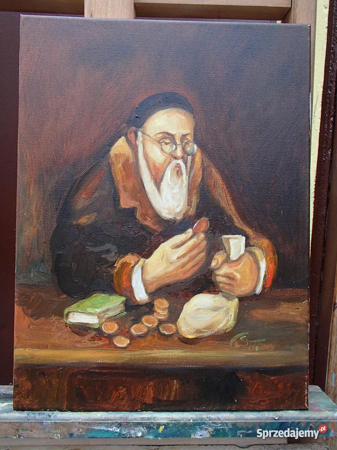 Żyd liczący pieniądze na szczęście obraz Włocławek