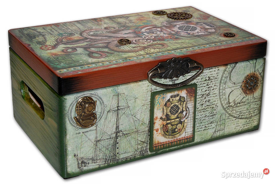 KUFEREK drewniana skrzynka SEA STEAMPUNK kujawsko-pomorskie Bydgoszcz