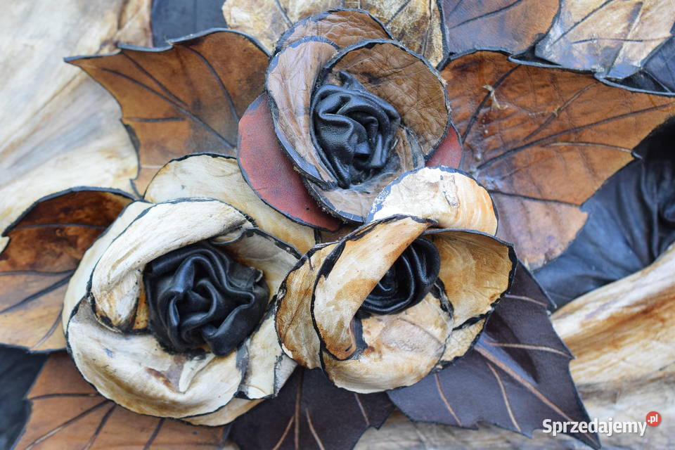 Obraz ze skóry kwiaty PRL Antykwariat Bydgoszcz