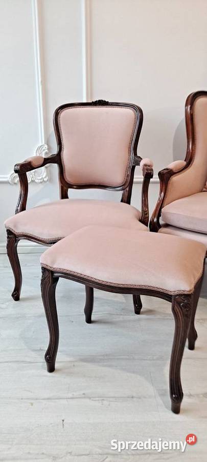 Stylowy fotel uszak berzera pufa podnóżek Ludwik 64cm zachodniopomorskie Szczecin sprzedam