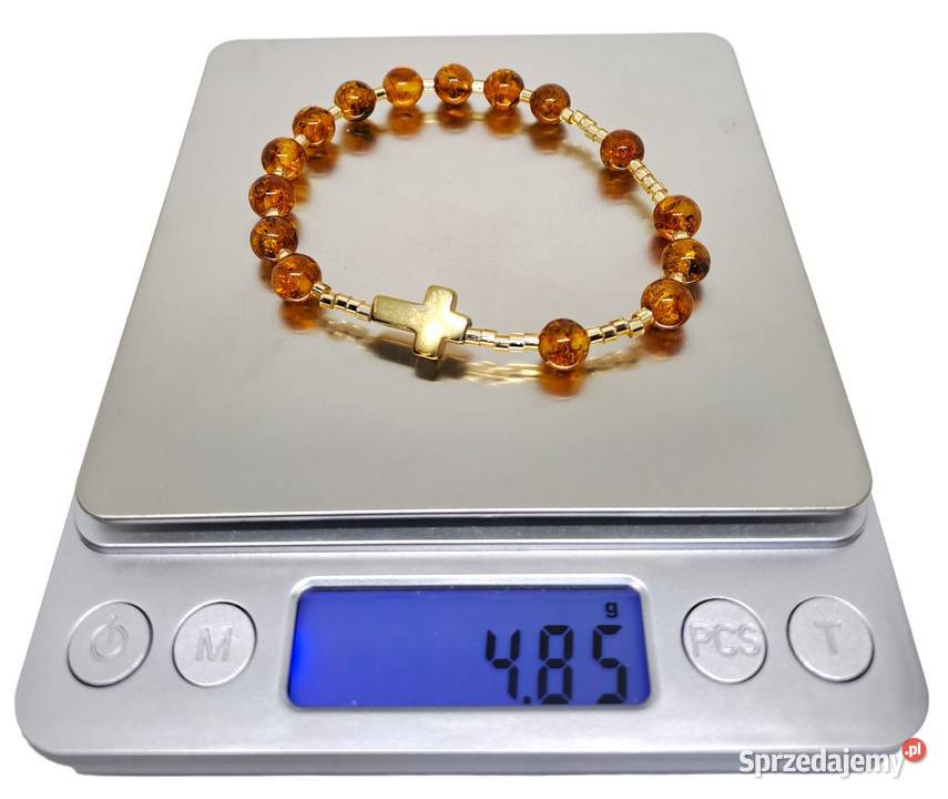 Bransoletka dziesiątka różańca z bursztynu