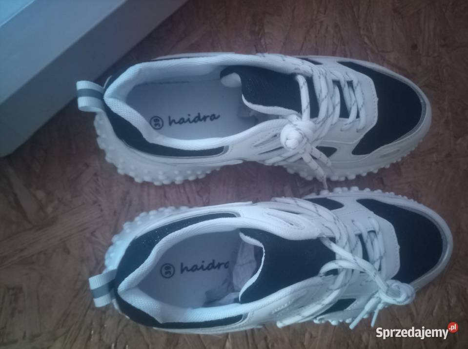 Buty damskie biało czarne obuwie sportowe Łask