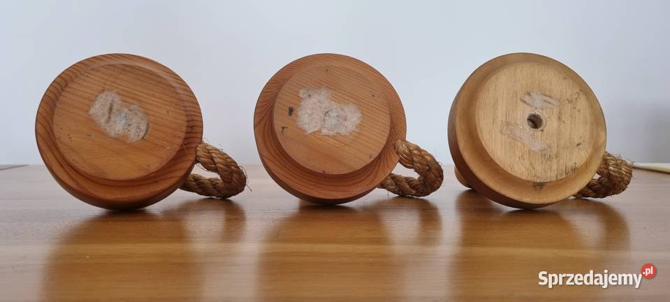3 drewniane świecznikikaganki z plecionym Warszawa