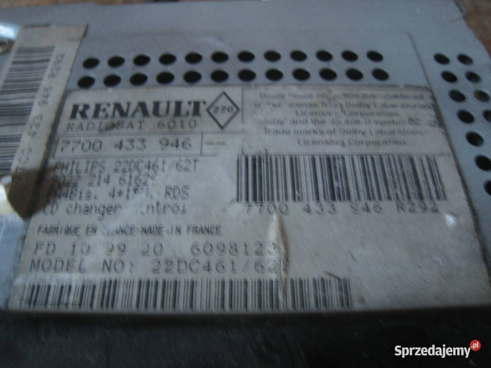 Radio fabryczne Renault RADIOSAT 6010 by Philips Kraków