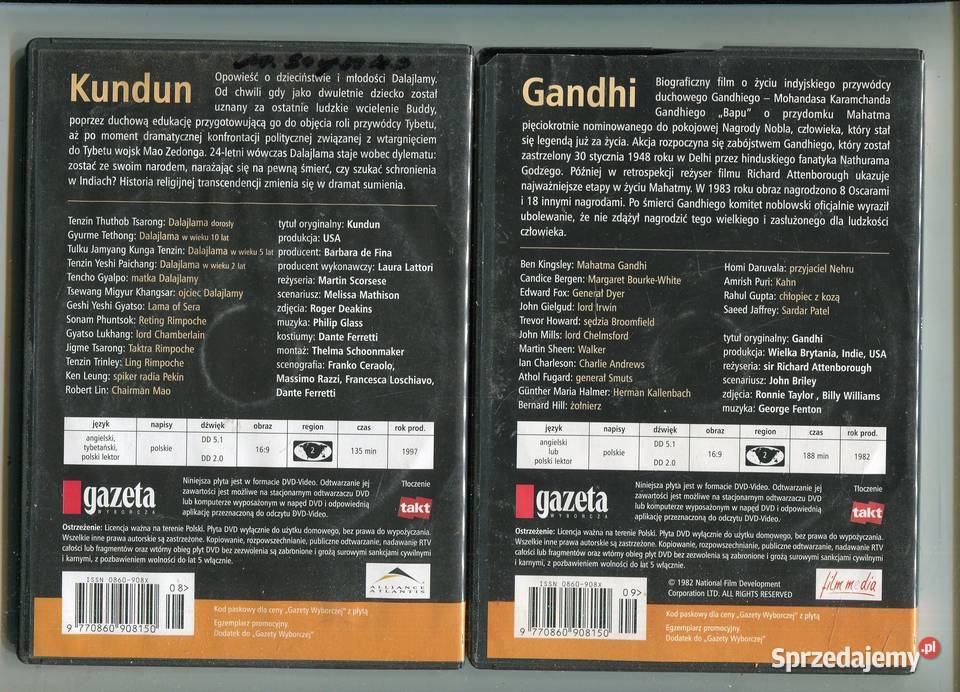 Gandhi Kundun 2 Filmy DVD Szczecin