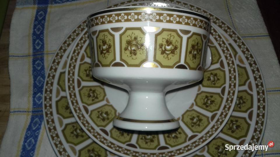 zestaw śniadaniowy 3-cz.,trio, porcelana Lichte, lata 70-t