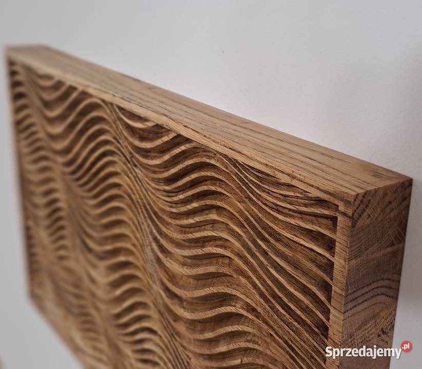 Sztuka optyczna płaskorzeźba w dębie panel Malechowo sprzedam