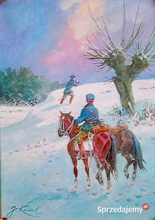 ZWIAD UŁANÓW OBRAZ OLEJNY NA PŁÓTNIEJKOSSAK Jelenia Góra