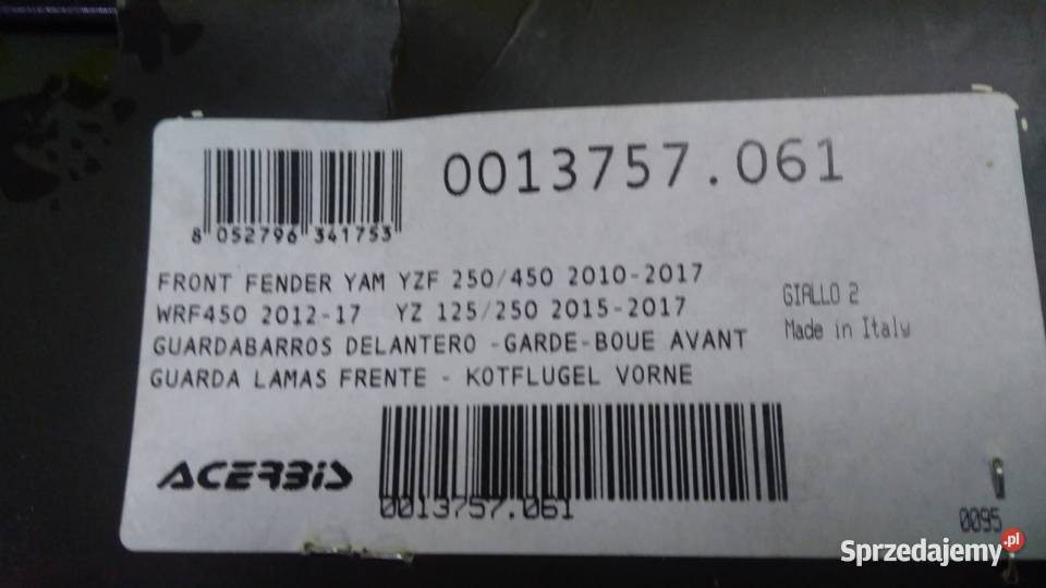 Nowy błotnik przedni Acerbis Yamaha YZF 250 YZ podlaskie Bielsk Podlaski