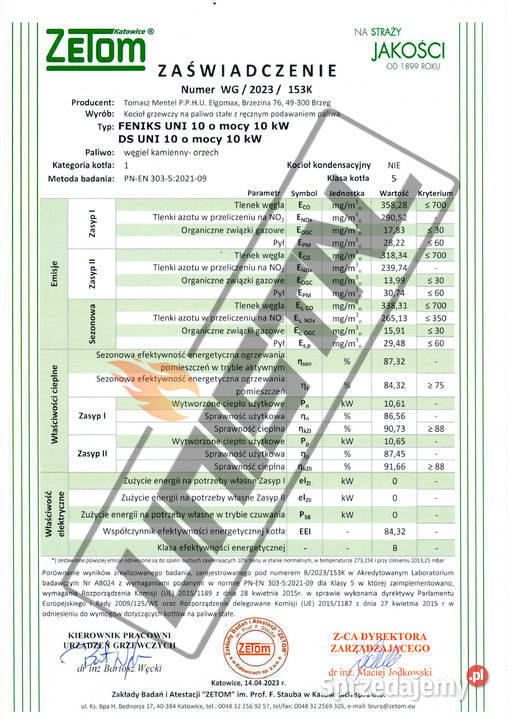 Kotły DrewnoPelletWęgiel Piec Piece 5klasa 120m2 Tarnobrzeg