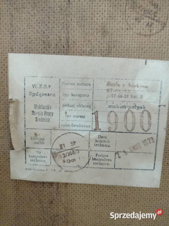 Szafka z barkiem wzór mahońpołysk z epoki PRL śląskie Racibórz