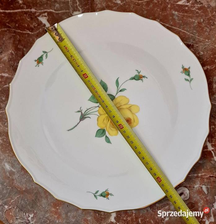Miśnia Meissen duża patera na ciasto żółta róża Sadurki sprzedam