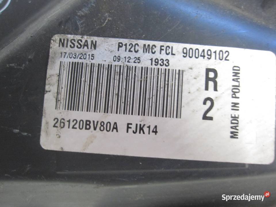 NISSAN JUKE 15r lampa prawa przód 26120BV80A Lampy przednie świętokrzyskie Kielce