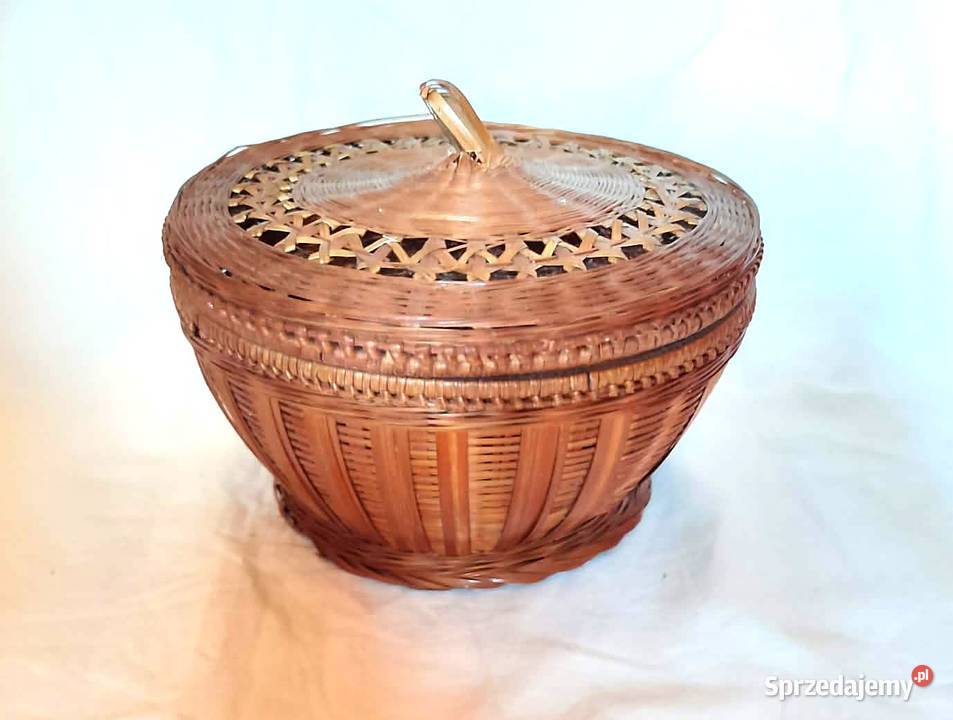 Pojemnik wiklinowy okrągły z przykrywką koszyk Pozostałe pomorskie Gdańsk