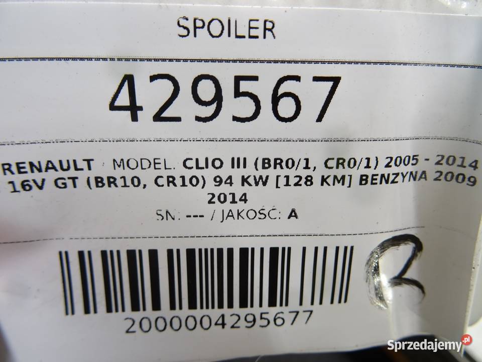 SPOILER RENAULT CLIO III Hatchback 0514 LOTKA Spoilery