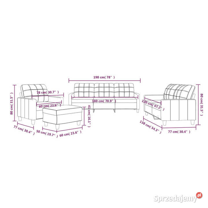 4osobowa sofa z poduszkami czarna sztuczna skóra Warszawa