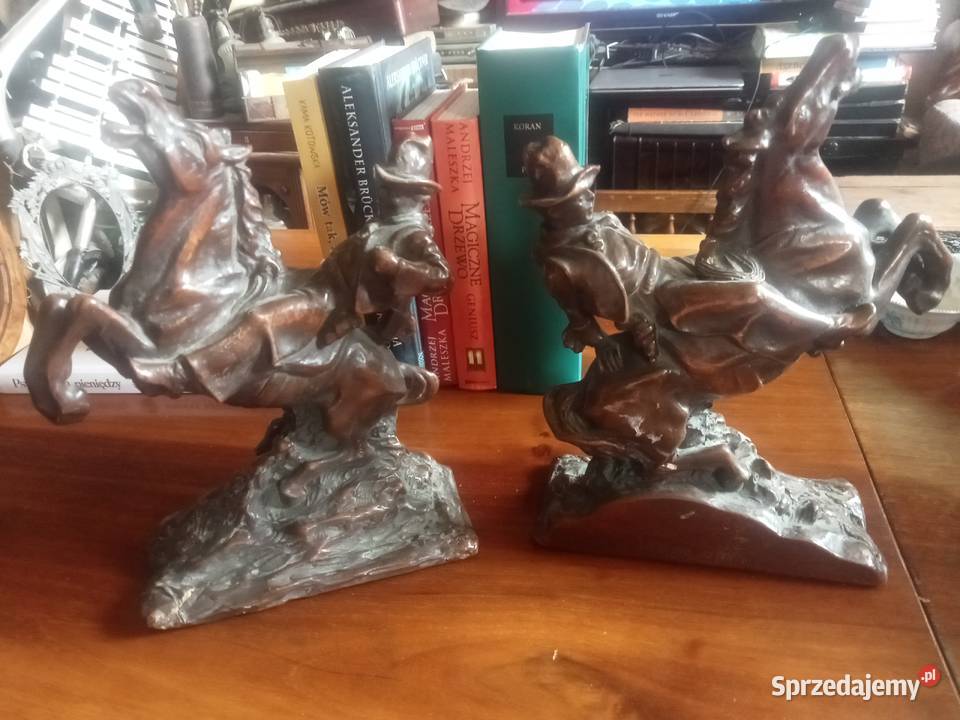 Statuetka rzeźba brąz Jeździec na koniu para Grójec sprzedam