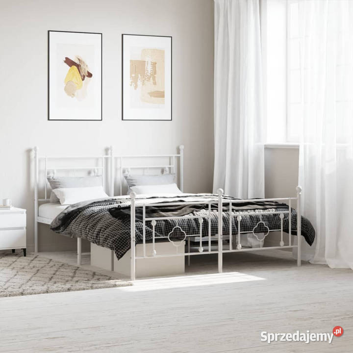 Łóżko Metalowe Białe Rama Łóżka Ze Stelażem 97cm Warszawa sprzedam