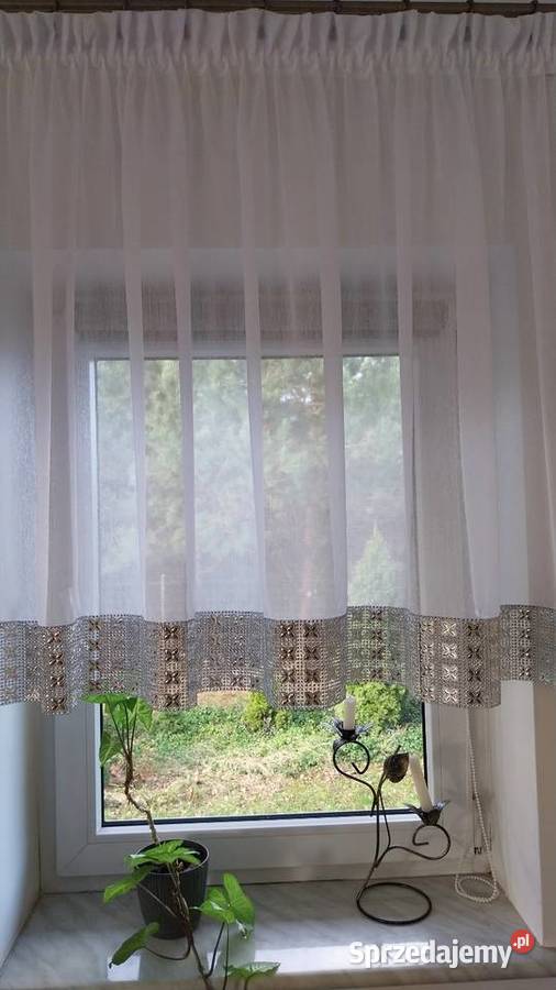 Krótka firanka 200x100 z taśmą dekoracyjną Zrębice
