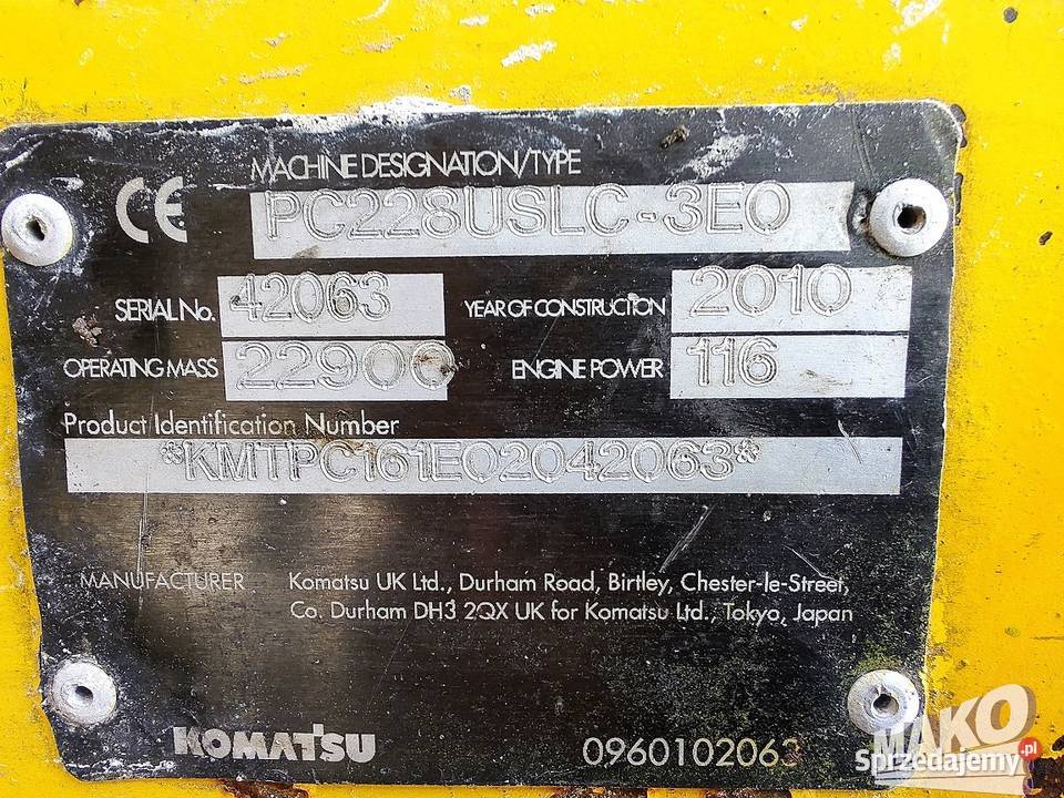 Komatsu PC228USLC3 13835 mtg Volvo JCB CAT Ostrowiec Świętokrzyski
