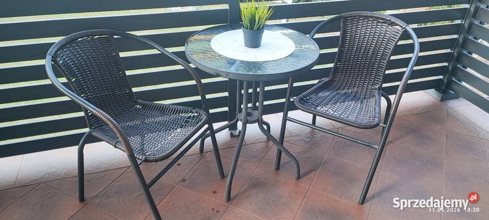 Komplet ogrodowy 2 krzesła stolik szklany ratan Siewierz