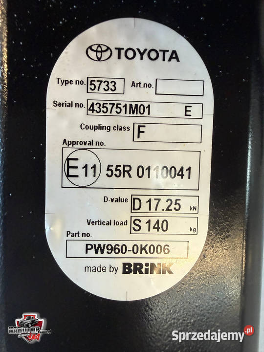 Hak Holowniczy Toyota Hilux 20152025 Oryginalny warmińsko-mazurskie Pasłęk