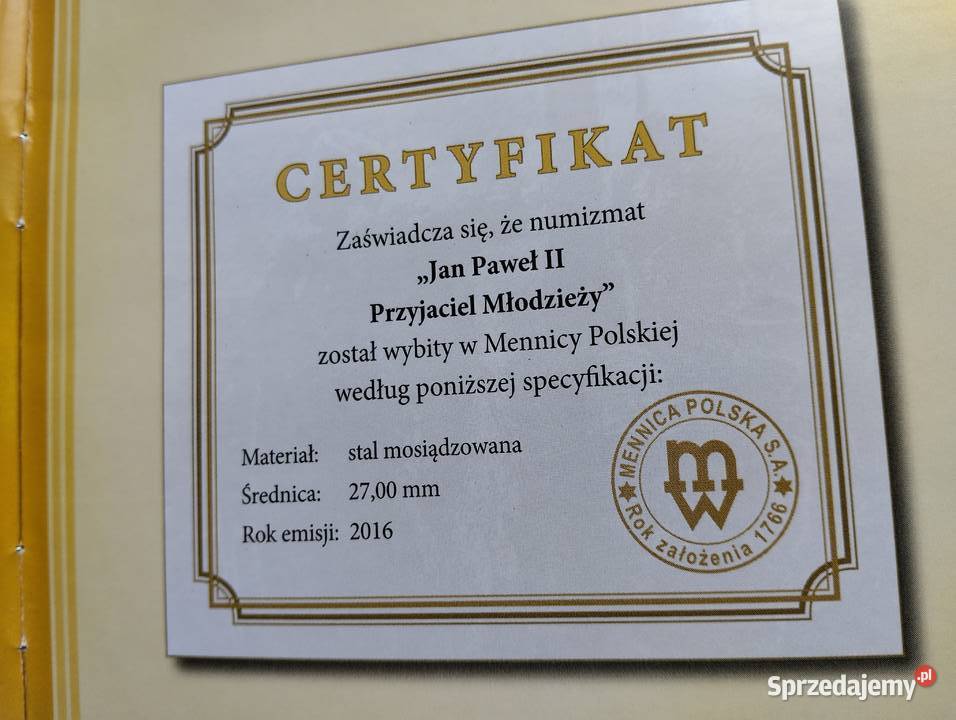 Numizmat śwJanPaweł II przyjaciel młodzieży Warszawa