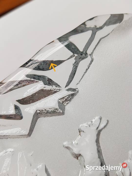 Figurka plakieta Pies i zając szkło Ząbkowice Dąbrowa Górnicza