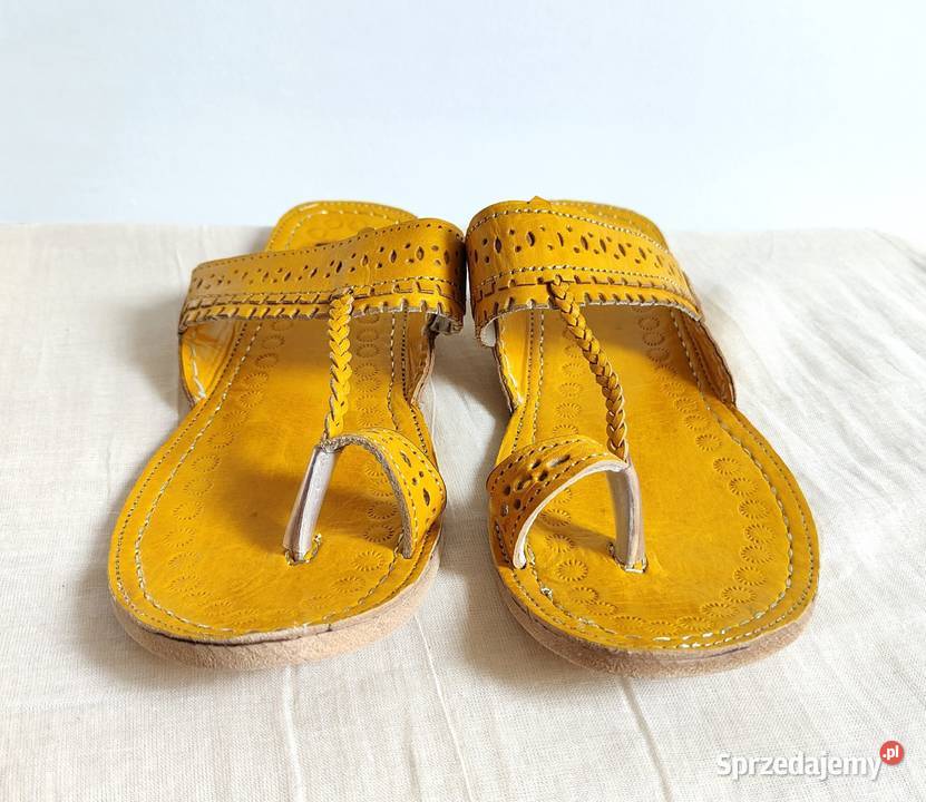 KOHYL Skórzane japonki kohalpuri 38 żółte Sandały i klapki Szczecin