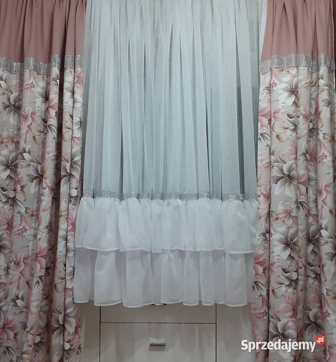 Zasłony pudrowy róż Wystrój okien Mława sprzedam