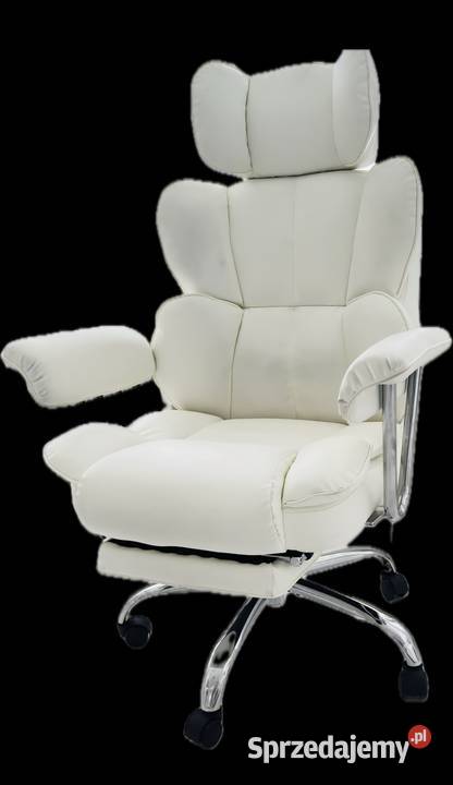 Ergonomiczne krzesło biurowe białe ze skóry PU Dom i Ogród Bielsko-Biała