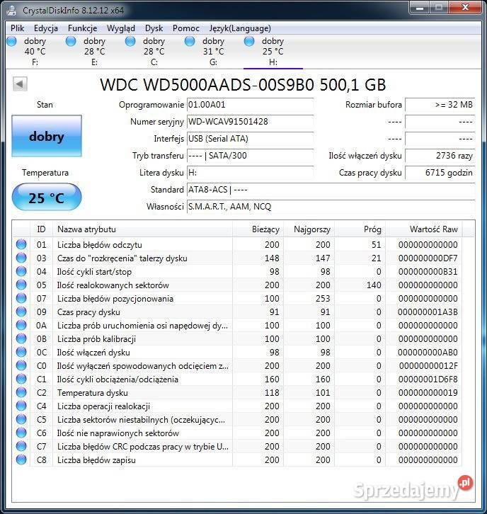 Dysk HDD 500gb SATA 35 WD5000AADA Tomaszów Lubelski