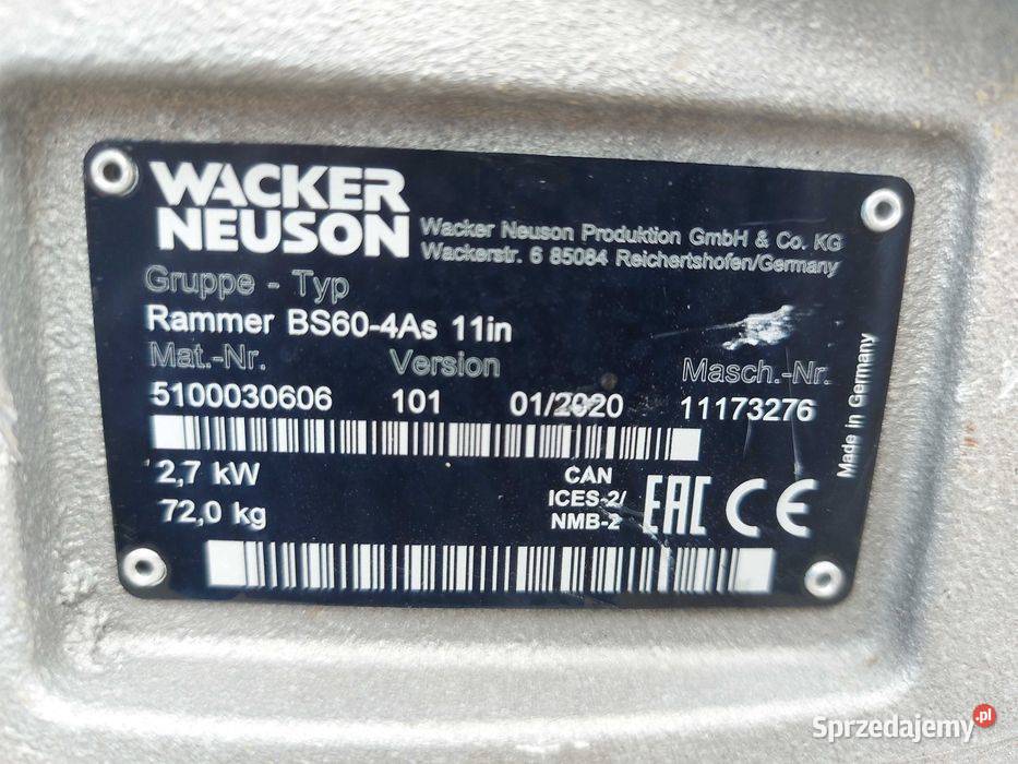 Skoczek WACKER NEUSON BS 604 As 20r 602 504 502 Sułów sprzedam