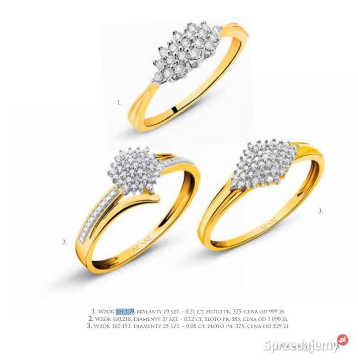 Złoty Pierścionek Apart próba 375 021ct 19 Skępe