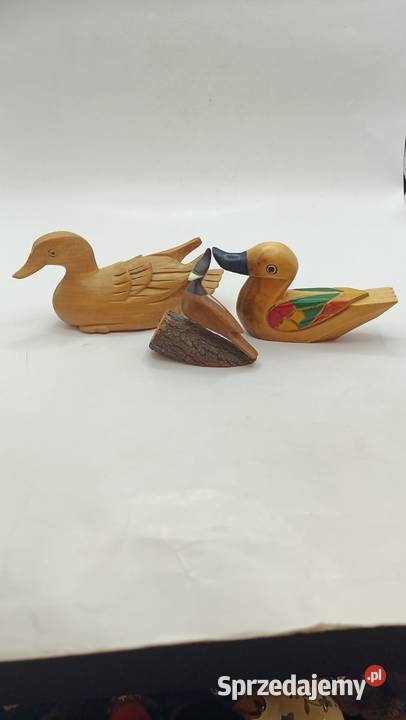 Drewniane figurki dekoracja rzeźba ptaki kaczki lubelskie Zamość