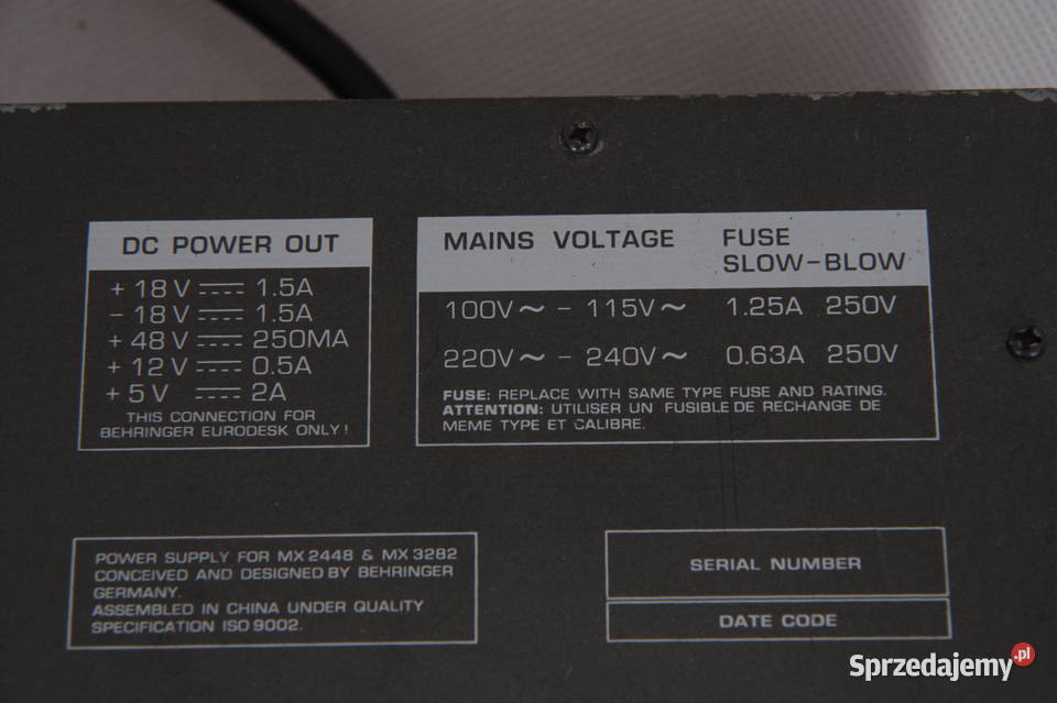 Zasilacz Behinger Eurodesk 150 W MX2442MX3282 Pozostałe Radomsko