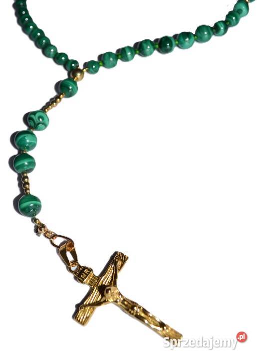 Różaniec kamień naturalny MALACHIT zielony Zegarki i Biżuteria Lębork