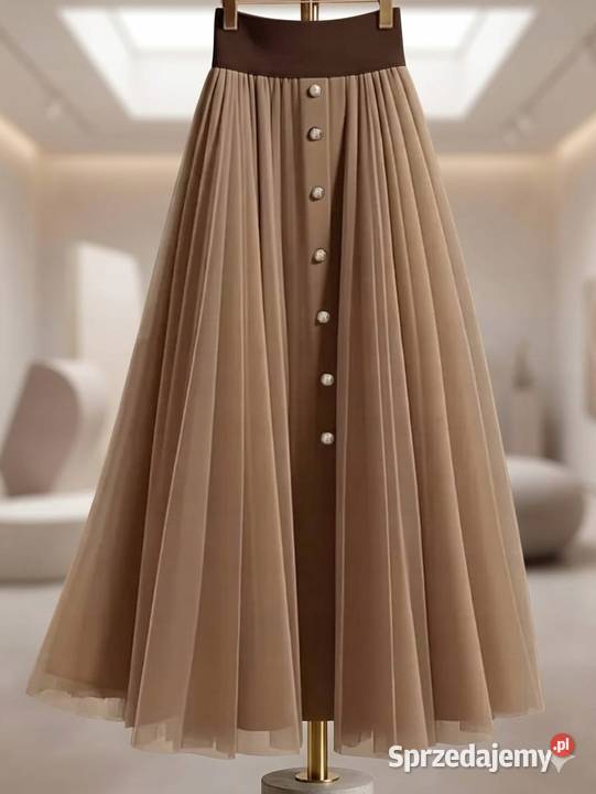 Spódnica maxi na gumie tiul długa elegancka L Pątnów