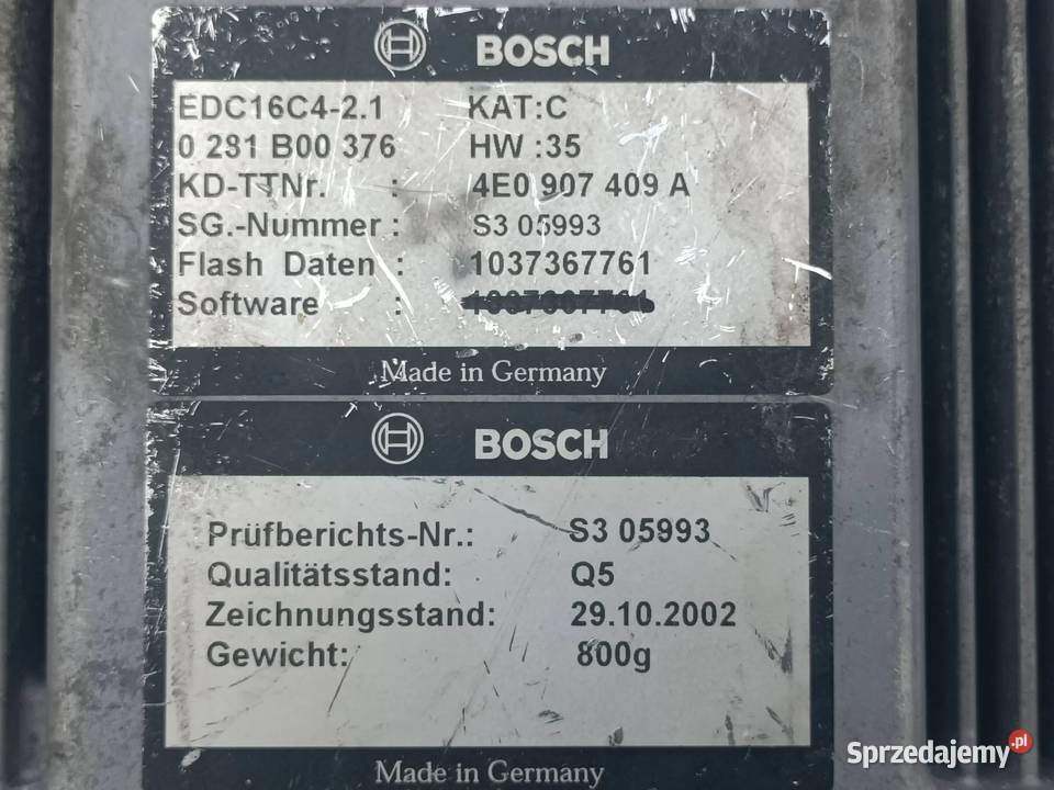 Audi A8 D3 40TDI STEROWNIK KOMPUTER SILNIKA Przemęt