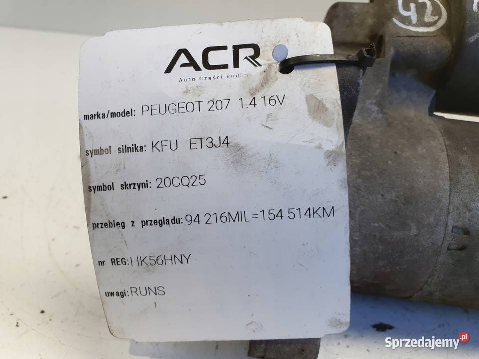 Peugeot 207 14 16V KFU ROZRUSZNIK Części samochodowe Janów sprzedam