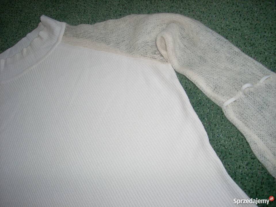 Kremowy sweterek Ażurowe Rękawy j Nowy 36 S długi Odzież damska Nowy Sącz