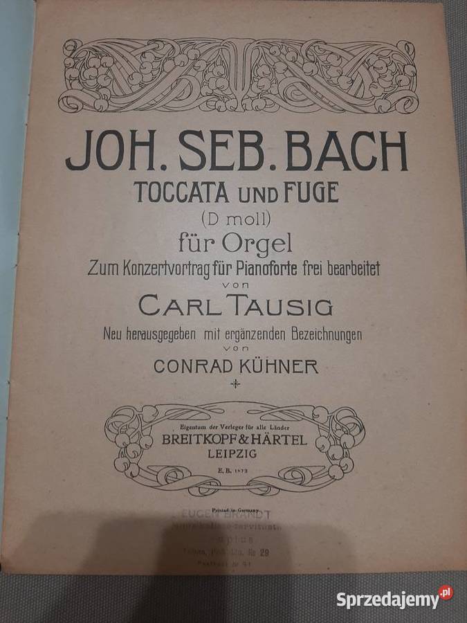 Nuty Joh Seb Bach Toccata und Fuge D moll fur Pogórze