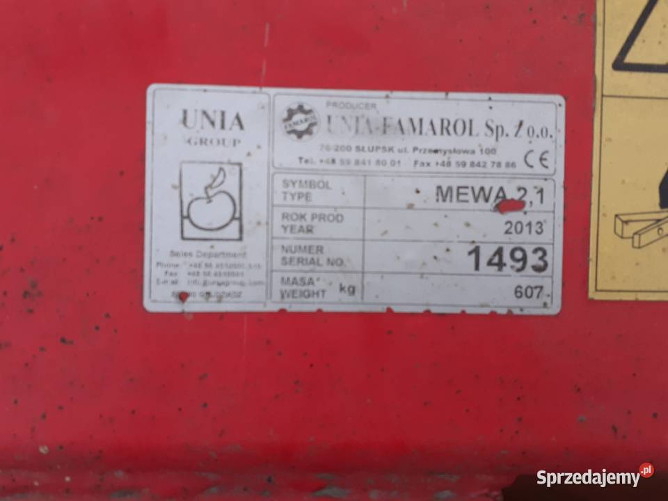 Kosiarka dwu bębnowa UNIA FAMAROL MEWA 21 m Rossosz sprzedam