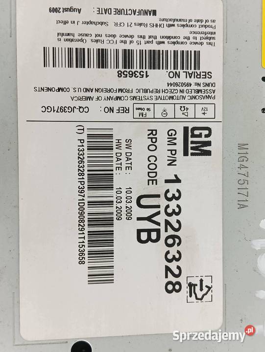 RADIO 13326328 Opel Insignia I 20082017 A Rok produkcji 2009
