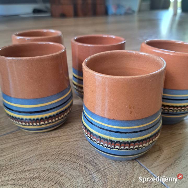 Wyjątkowy Zestaw Ceramiczny PRL Dzbanek 6 kubków Domaszczyn